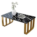 ZLH Moderner Stil Teetisch Mit Metallrahmen, Einfacher Rechteck-Sofa-Teetisch, Leichter Montage Kleiner Quadratischer Couchtisch, Couchtisch Für Wohnzimmer Home Office,Schwarz,60
