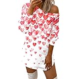 Briskorry Valentinstag Kleid Damen Kleid Langarm Minikleid Pulloverkleid Weihnachten Pulli Lang Sweatshirt Teenager Mädchen Sweatkleid Frauen Winterkleid Herbstk