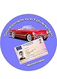 Führerschein, Glückwunsch, Auto, Danke, Essbares Foto für Torten, Tortenbild, Tortenaufleger Ø 20cm - Super Qualität, 2500