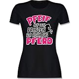 Pferde Geschenk und Reiten Zubehör - Pfeif auf den Prinzen ich nehm das Pferd - S - Schwarz - REIT Tshirt - L191 - Tailliertes Tshirt für Damen und Frauen T-S