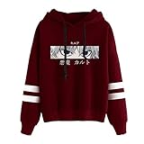 Yesgirl Hunter X Hunter Hoodie Damen Herren Killua Hisoka Baka Pullover Unisex Streifen Baseball Pulli Männer Anime 3D Druck Langarm Sweatshirt Kapuzenpullover Casual Shirt A Rot X-Larg