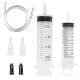 2 Stück Spritze mit Schlauch, Joycabin 100ml/200ml Große Kapazität, Dosierspritze Ölspritze mit Schlauch Dosierspritze Adapter Spritze ​Plastikspritzey für ​Experimente Industrielle Verwendung