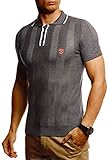 Leif Nelson Herren Sommer T-Shirt Poloshirt Slim Fit aus Feinstrick Cooles Basic Männer Polo-Shirt Crew Neck Jungen Kurzarmshirt Polo Shirt Sweater Kurzarm LN20767 Anthrazit X-Larg