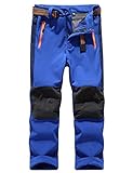 Echinodon Kinder Softshellhose mit Fleecefütterung Wasserdicht Winddicht Atmungsaktiv Warm Funktionshose Skihose Regenhose Jungen Mädchen Sporthose Wanderhose Dunkelblau M