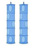 sutinban 2pcs Hängeaufbewahrung Mesh Basket Hängeregal Platzsparend Faltbarer Spielzeug Organizer für Badezimmer, Schlafzimmer, Wohnzimmer (Königsblau, 5tier)