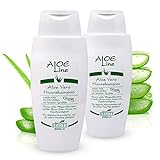 Aloe Vera Haarshampoo/Pflege Shampoo - mehr Glanz & Geschmeidigkeit - enthält 10% Aloe Vera, Weizenkeimöl, Glycerin & Milchsäure - ohne Silikone - VEGAN / 2er Pack (2 x 200 ml)