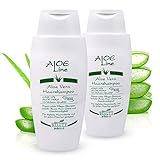 Aloe Vera Haarshampoo/Pflege Shampoo - mehr Glanz & Geschmeidigkeit - enthält 10% Aloe Vera, Weizenkeimöl, Glycerin & Milchsäure - ohne Silikone - VEGAN / 2er Pack (2 x 200 ml)