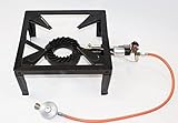 Hockerkocher Gaskocher 4 TP 7,5 KW mit Piezo und Zündsicherung mit Schlauch und Reg
