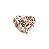 Pandora Funkelnde Verschlungene Herzen Charm in Roségold mit 14 Karat rosévergoldete Metalllegierung und Cubic Zirkonia Steinen aus der Pandora Moments C