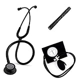 Krankenschwestern Set mit Littmann Stethoskop, Blutdruckmessgerät en Penleuchte/Pupillenleuchte (verschiedene Farben) (Stealth Black)