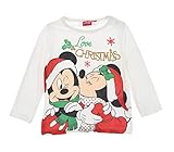 T-Shirt mit Weihnachts-Motiv für Babys, Mädchen und Jungen, Minnie und Mickey, Disney, Rot und Ecru von 6 bis 24 Monaten, elfenbein, 86