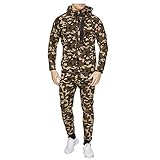 Briskorry Herren Camouflage Jogginganzug Trainingsanzug Männer Herbst Winter Cargo Stil Sportanzug Slim Fit Jogging-Anzug Trainingsanzug Sporthose+Hoodie mit Drawstring