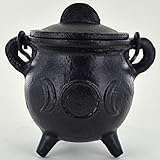 Kessel aus Gusseisen, mittelgroß, Triadenmond, klein, Hexe und Magie, Zubehör für Wicca-Tränke, Neopaganismus, Geschenk