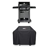 Weber 46410079 Gasgrill Spirit E-310 Classic, schwarz + Premium Abdeckhaube für Spirit/Spirit II 300-Serie und Spirit EO-210, schw