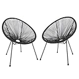 Ambientehome 2er Set Loungesessel Acapulco schwarz S