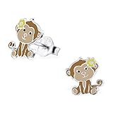 Laimons Mädchen Kids Kinder-Ohrstecker Ohrringe Kinderschmuck Affe Äffchen Tier braun aus Sterling Silber 925