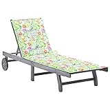 Susany Akazienholz Massiv Sonnenliege mit Auflage 2 Rädern Gartenliege Liege Relaxliege Holzliege Saunaliege Strandliege Gartenmöbel G