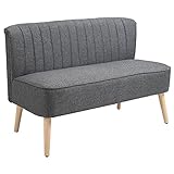 HOMCOM 2-Sitzer Stoffsofa Polstersofa Sitzmöbel Loungesofa Holz Schaumstoff Dunkelgrau 117 x 56,5 x 77