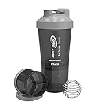 Best Body Nutrition Eiweiß Shaker - US Bottle - Schwarz/Silber - Protein Shaker - BPA frei - 600