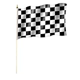 Stockflagge/Stockfahne ZIELFLAGGE/AUTORENNEN/START ZIEL/RENNEN Flagge/Fahne ca. 30 x 45 cm mit ca. 60cm Stab/Stock