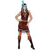 Widmann - Kostüm Indianerin, Kleid, Gürtel, Stirnband, Wilder Westen, Karneval, Mottoparty, B