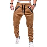 Huntrly Herren Sporthose Lässige Mode Kordelzug Elastische Taille Sporthose Doppelreißverschluss Tasche Design Verstellbare Knöchel Lange Hosen XL