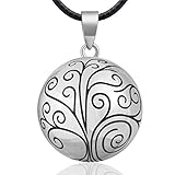 EUDORA Harmony Ball Vintage Anhänger Schmuck, Baum des Lebens Anhänger Halskette, Bola Klangkugel Kette Schmuck für Damen Mutter Pierre Kette Länge 114,3 cm Weichen Geflochtenen S