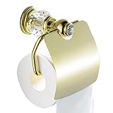 Weare Home Modern Luxus Poliert Gold finished Bohren Wandmontag Wandhalterung Befestigung Toilettenpapierhalter mit Deckel Wasserdichr aus Messing mit Kristall Badezimmer Zubehö