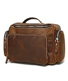 Lannsyne Vintage Vollnarbenleder Schultertasche Messenger SLR DSLR Kameratasche für Männer und F