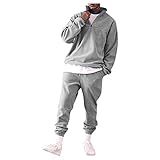 SADUORHAPPY Jogginganzug Herren, Männer Einfarbig Sportanzug Trainingsanzug Sets 2-teiliges Outfit Freizeitanzug Tracksuit mit Kapuze und Taschen Casual Gym Sports Streatwear Hoodie-Sp