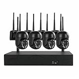 EXCLVEA Funk Überwachungskamera Set 8CH 3MP. Drahtlose Kuppelkamera CCTV. Sicherheitssystem NVR. Kit Zweiwege Audio Motion Sensor Erkennung für Indoor Outdoor (Farbe : Black, Size : One Size)