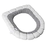 BOWTONG Toiletten Sitzbezug Dicker WC-Sitzbezug Universal Plüsch WC-Sitzwärmer O-förmig Mit Griff, Haushalt Warm, Weich Waschbar, WC-Sitzkissen-Auflage Passt Auf Alle Ovalen WC-Sitz-Gray