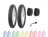 P4B | 2X 12 Zoll Kinderreifen (62-203) | 12 1/2 x 2 1/4 | Laufradreifen mit Breiten Mittelsteg für mehr Stabilität beim Fahren | Ohne Felgen!! (A) Schwarz mit AV S