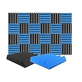 Arrowzoom 24 Akkustik Platten Akustikschaumstoff Fliesen Keil Wedge Dämmung Wanddeko Noppenschaumstoff Breitbandabsorber Decke Foam Feuerhemmend 25x25x5cm Blau Schw