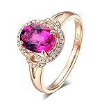 KnSam Damen Ring, Ehering Damen Weissgold Trauring Damen Gold Eleganz 18 K 750 Rotgold Hochzeitringe Für Damen Mit Turmalin Rose Gold Gr. 61 (19.4)