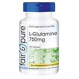 L-Glutamin Kapseln 750mg - Aminosäure in freier Form - vegan - 180 Kap