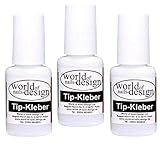 Profi-Tipkleber, Spezial Nagelkleber extra stark in der Pinselflasche 3er Pack (3 x 7,5gr.)