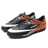 Anti-Rutsch-Fußball-Outdoor-Trainingsschuhe Broken Nail Atmungsaktive Fußballschuhe Stollen für Erwachsene & Kinder AG Fußball-Turnschuhe Schwarz & Orange, 39 U
