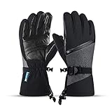 Hohe Qualität Winter verdicken Schnee Skihandschuhe Wasserdichte Winddichte Touchscreen Snowboardhandschuhe for Männer Frauen Motorrad Reithandschuh für Lauf-Wander-Ski ( Color : Gray , Size : L )