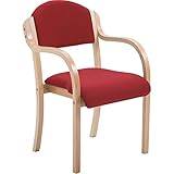 Büromöbel Online | Stapelbarer Stuhl mit Armlehnen, Holzrahmen & bequemen Polster in Weinrot| Sitzhöhe: 45cm | D