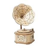 Holzpuzzle - 3D Modellbausatz Grammophon Puzzle | Selbstmontage Brainteaser Modellbau Holzbausatz | DIY Mechanische Bausätze Lernspielzeug Für Erw
