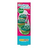 DECOCINO Zuckerschrift in Grün – Lebensmittelfarben-Schrift – praktische Tube zur Beschriftung von Fondant & Glasuren – Back-Deko für Torten, Kuchen & Cup-Cakes!