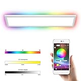 COSTWAY LED-Deckenleuchte, RGB-Lichtpaneel mit App-Steuerung, Bluetooth, Lichtwechsel mit Fernbedienung, bunt und dimmbar/ 2700K-6000K / 18W / 1300 Lumen / 196 Leuchtmittel / 30000H