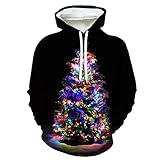 ZYHOOD Ugly Weihnachtspullover Herren Lustige Xmas Pullover Weihnachten 3D Hoodie Damen Weihnachtspulli Sweatshirt Weihnachts Kapuzenpullover Rentier Pullis mit Kapuze Hässliche Christmas Sw