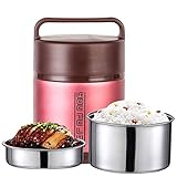 WFCQNB Erwachsene Lebensmittelkolben der Erwachsenen-Lebensmittel-Edelstahl-Thermos-Suppe-Flasche, Mittagessenbehälter ohne BPA, Tragbare dichtliche Thermos-Vakuumflasche, Lunchbox, bequem und b