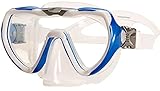 AQUAZON Starfish Junior Medium Schnorchelbrille, Taucherbrille, Schwimmbrille, Tauchmaske für Kinder, Jugendliche von 7-14 Jahren, Tempered Glas, Silikon, tolle Passform, Farbe:blau J