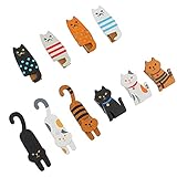 OSALADI 30Pcs Tier Holz Foto Clip Holz Katze Kätzchen Wäscheklammern Lebensmittel Lagerung Tasche Dichtung Clamp für Bild Hinweis Klemme Foto N