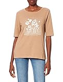 TOM TAILOR Damen Print T-Shirt, L, (27775 - French Clay Beige Melange)