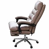 WHOJA Bürostuhl Verstellbarer Computerstuhl PU-Leder Drehbarer Bürostuhl Kippverriegelungsmechanismus Ergonomischer Schreibtischstuhl mit Fußstütze Unisex Entspannen(Color:Braun)