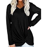luminiu Damen Freizeithemden Twist Knot Tuniken Tops, Langarm Lässige Feste T-S